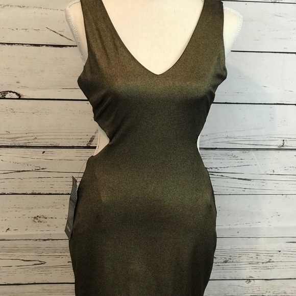 BeBe Gold Cutout Dress - Picture 2 of 8